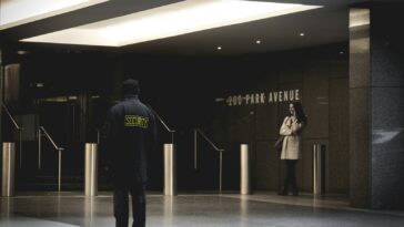security guard standing on the gray floor