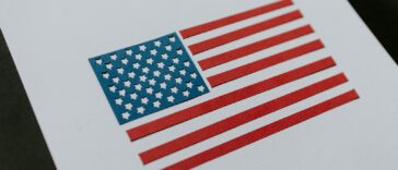 a piece of paper with an american flag on it